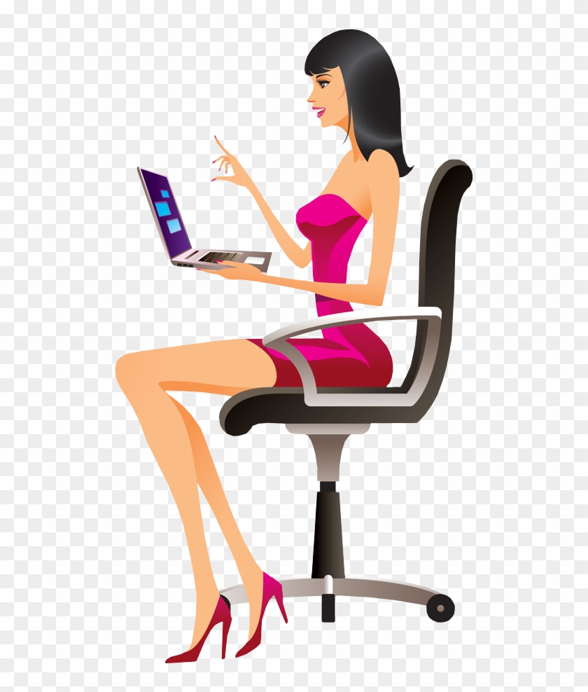 Laptop Computer Source Code Clip Art - Girl On Computer Cartoon #1223859