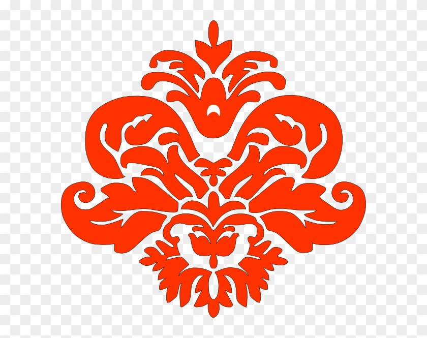 Orange Damask Clip Art At Clker Com Vector Clip Art - Black And White Damask Pattern Png #1225594