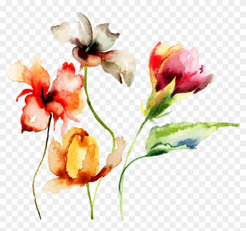 Paper Watercolor Painting Drawing Flower - Floral Sky: 120-page Compact Journal With Watercolor #1225913