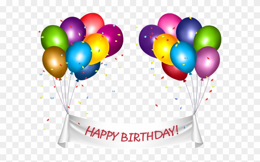 Transparent Happy Birthday Banner And Baloons Png Clip - Happy Birthday Banner Transparent Background #198138