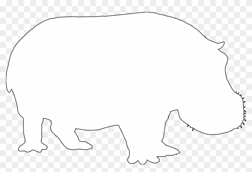 Hippo Silhouette Black White Line Art 999px 44 - Silhouette White On Black #200051