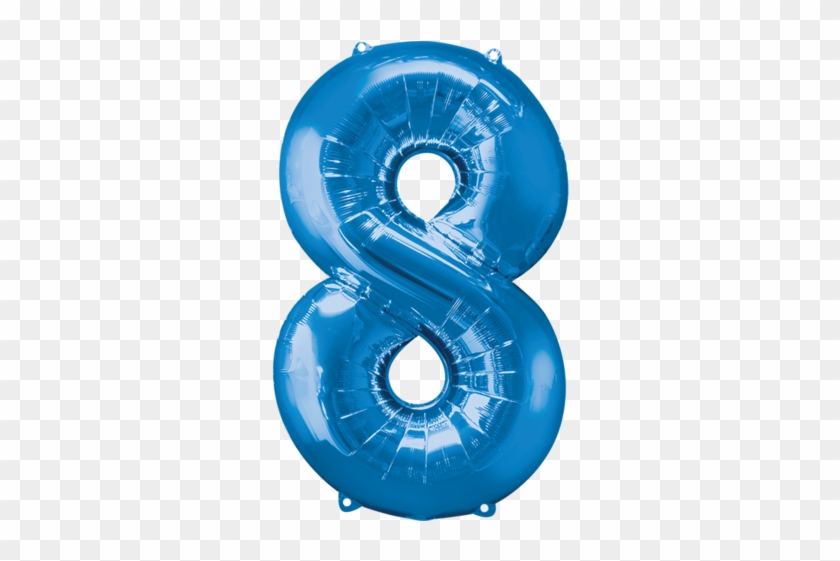 Numero 8 Azul 28 Pulgadas Globo Metálico - Large Number 8 Balloon - Black #1227117