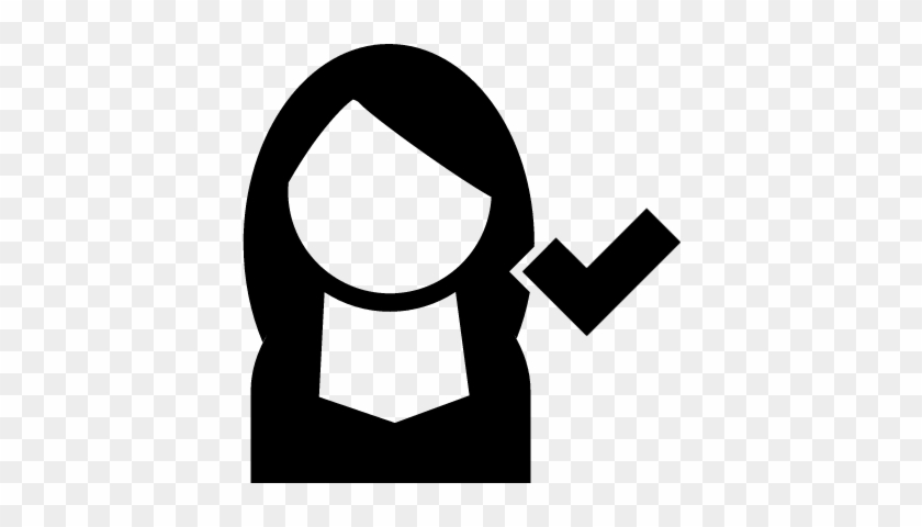 Female User With Check Mark Vector - Profile Question Mark Female #1230458