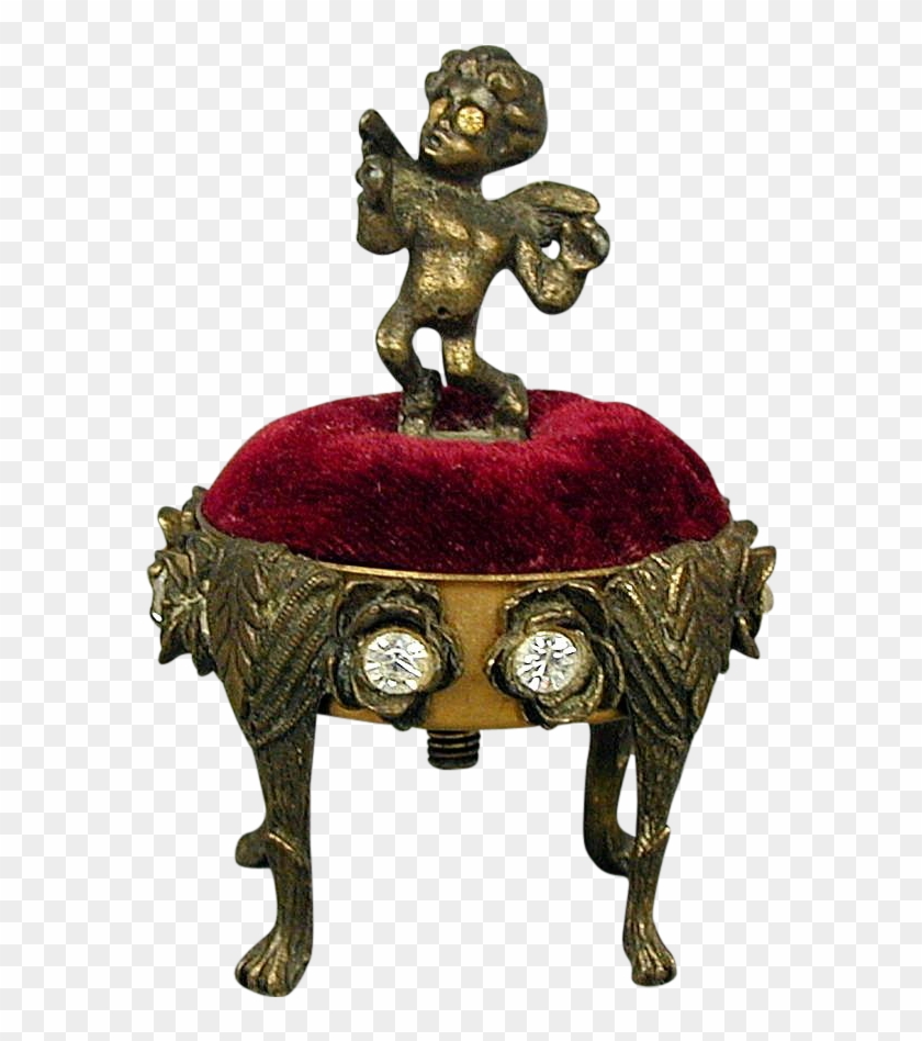 Vintage 1950s Cupid Angel Sewing Pincushion W/ Rhinestones - End Table #1234341