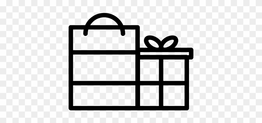 Paper Bag Outline And Gift Box Vector - Gift #1240980