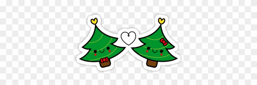 'adorable Kawaii Christmas Tree Couple' Sticker By - 'adorable Kawaii Christmas Tree Couple' Sticker By #1242173