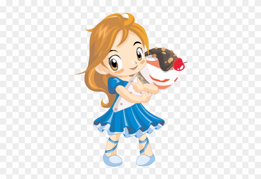 Cute Baby Girl With Red Hair Holding Ice Cream - Cartoon Girl Transparent Background #1245662