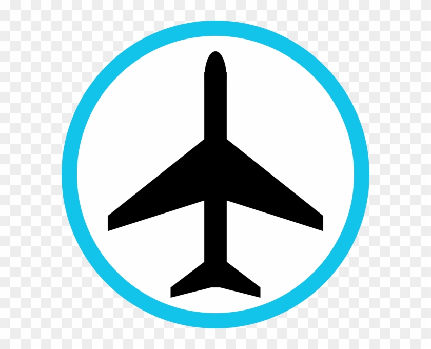 Aircraft Plan Black On Circle Light Blue - Tattoo Airplane Outline #1255821