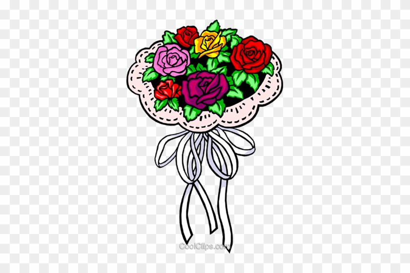 Bouquet Of Roses Royalty Free Vector Clip Art Illustration - Bridal Bouquet Clipart #1258793