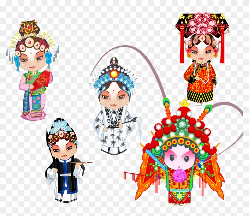 Peking Opera Cartoon Q-version Illustration - Niceshop16 Cute Cartoon Peking Opera Pattern Hard Eyeglass #1258849