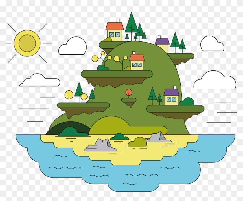 Vector Sea Island - Cartoon #1258965
