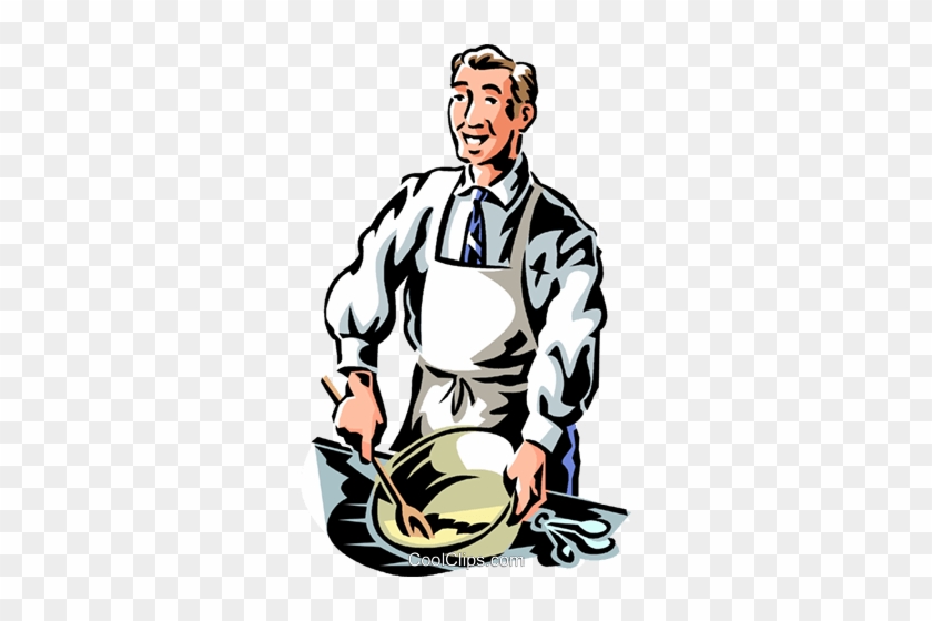 Businessman Cooking Royalty Free Vector Clip Art Illustration - Man Cooking Clipart #1261213