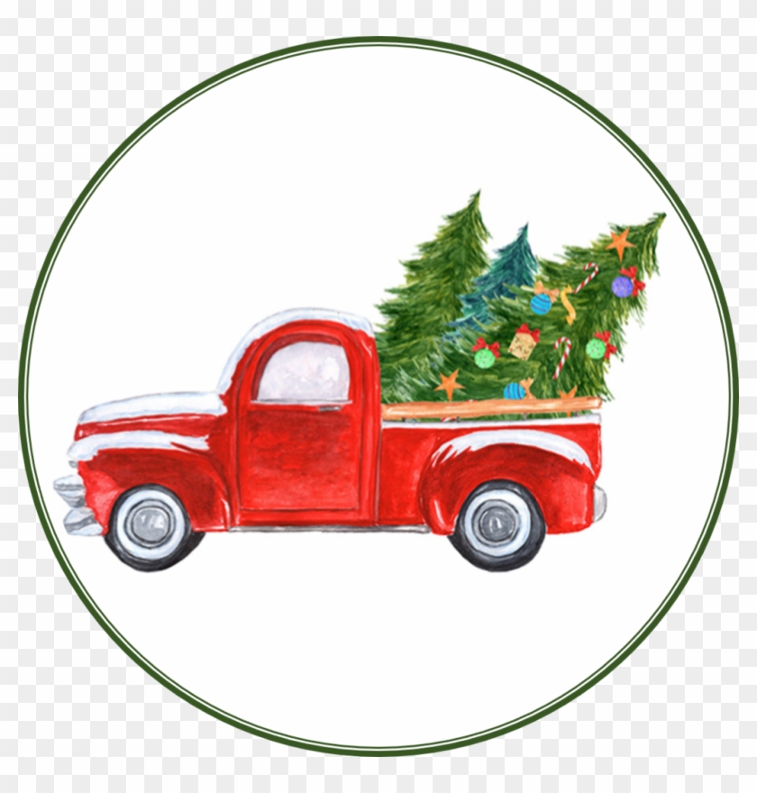 Personalized Christmas Cookies - Zazzle Christmas Red Pickup Truck On A Snowy Road Baby #1263288