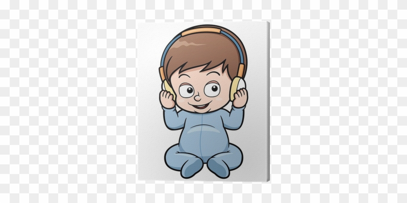Bebek Karikatür Vektör Çizim Tuval Baskı • Pixers® - Desenho De Bebe Ouvindo #1264528