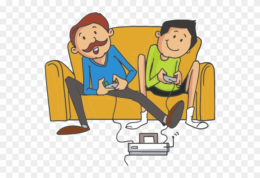 Father And Son Playing Video Game - Father & Son #1264592