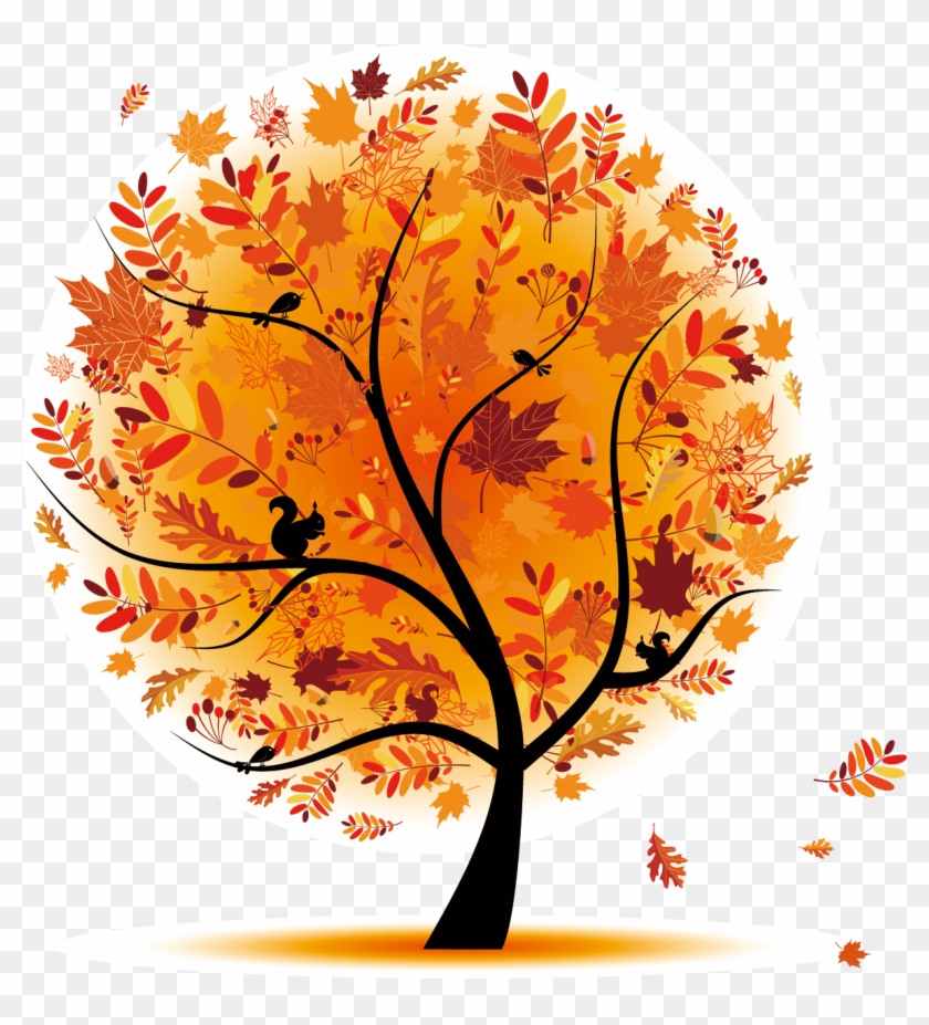 Autumn Tree Branch - Cheap Home Wall Picture Colored Unique Abstract Tree #1265181