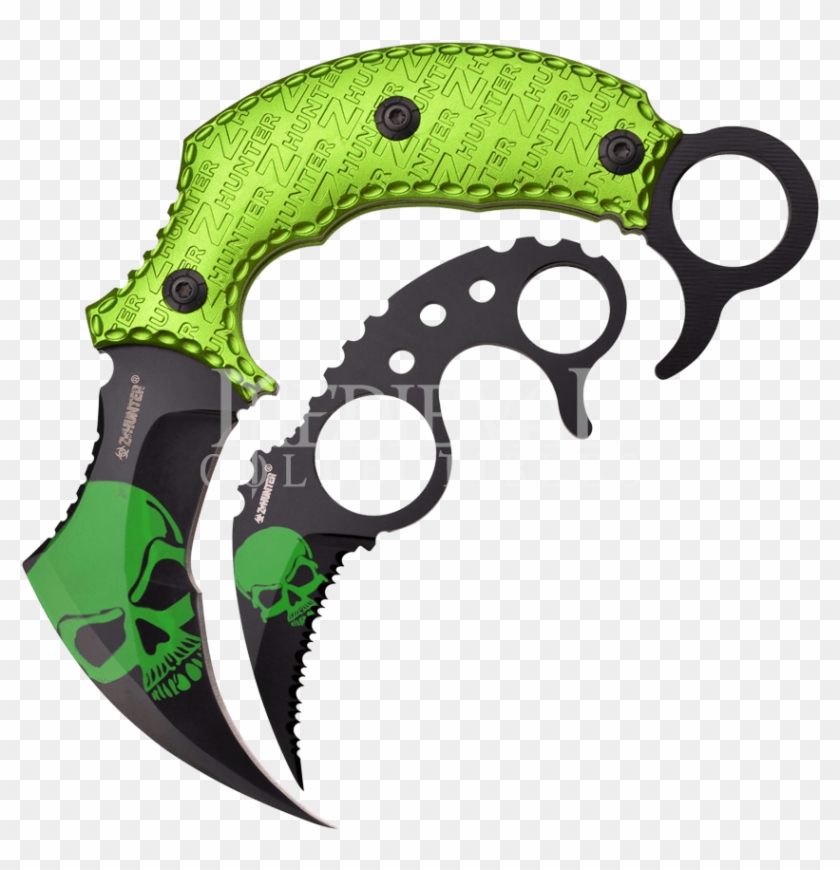 Skull Gouger Karambit Set - Set Coltelli Z-hunter Karambit Knife Set Green And #1266322