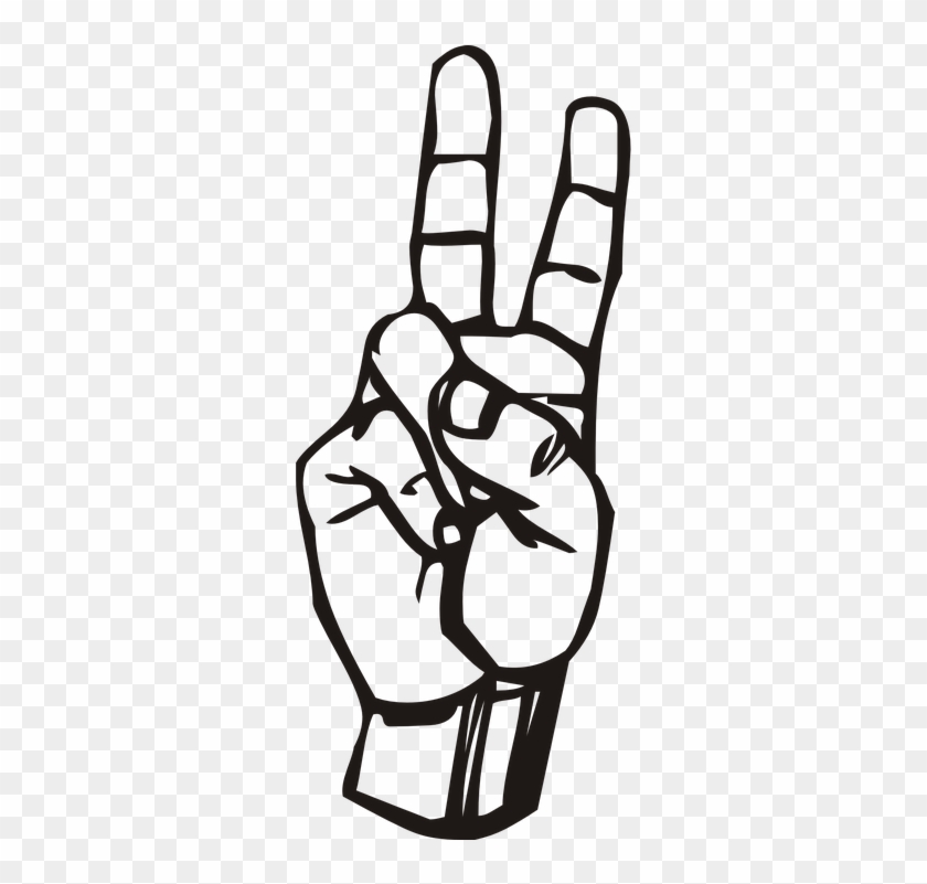 Hand Gesture Clipart Jari - Sign Language V Png #1266546