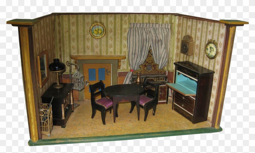 Antique Beidermeier Boule Small Doll House Miniature - Player Piano #1267827