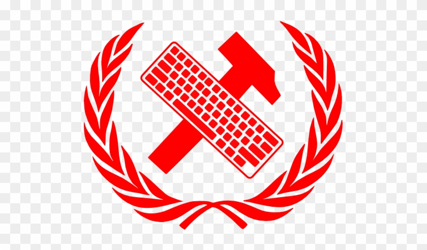 Workers Unite Hammer And Keyboard In Laurel Wreath - Laurel Wreath Clip Art Png #201447