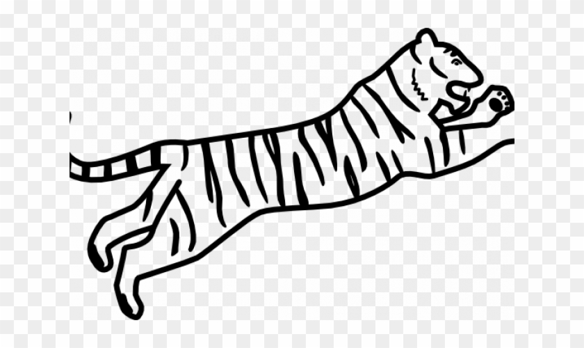 Tiger Jumping Outline Clip Art At Clker Com Vector - Line Drawing Tiger Easy #201451