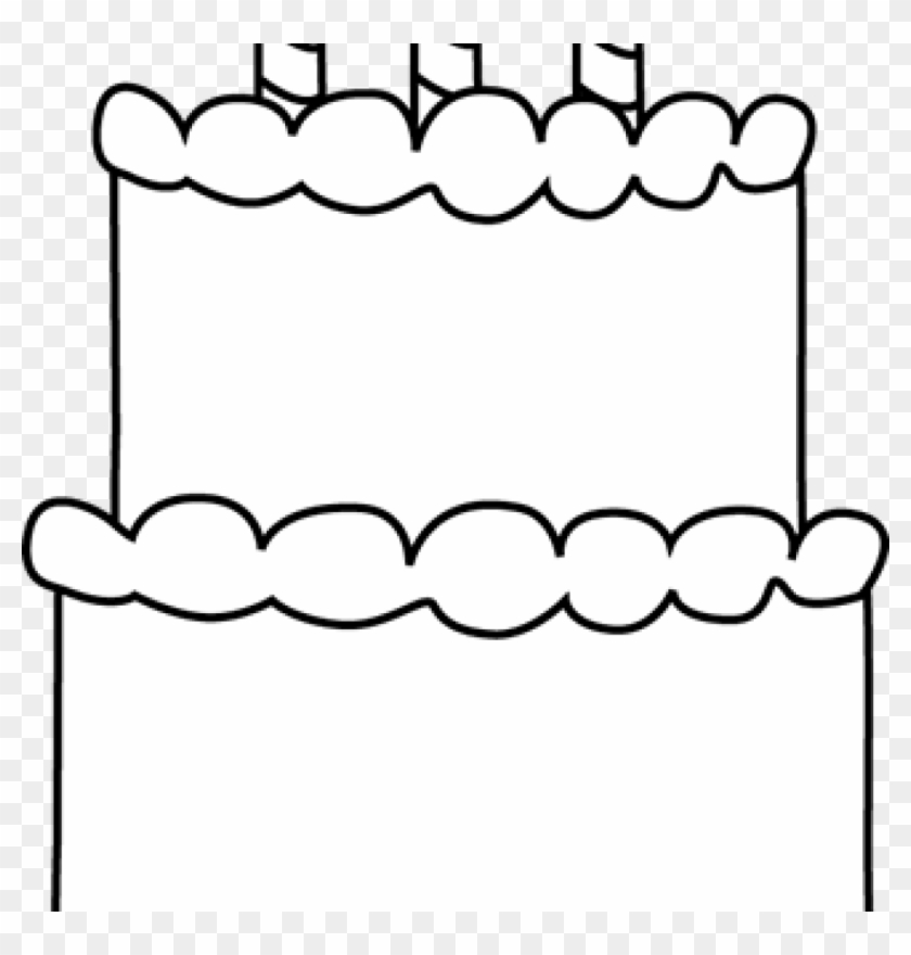 Birthday Cake Clipart Black And White Black And White - Black And White Birthday Cake Clip Art #203227