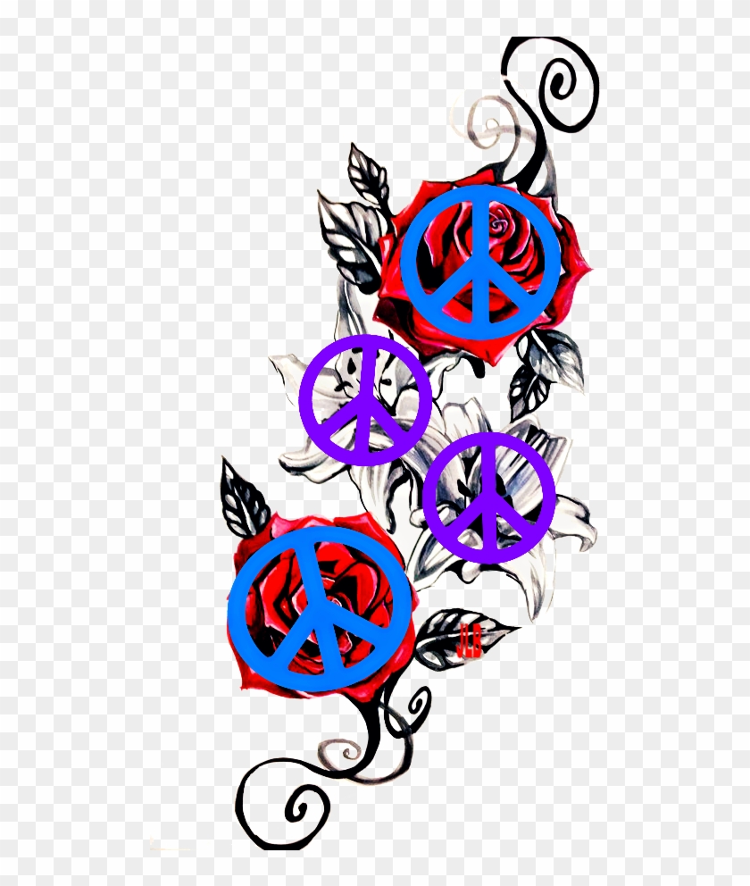 Peace - ☮🌹/jlb - 070fc 6-sheet Large 3d Tattoo Sticker Animal Flower #1269738