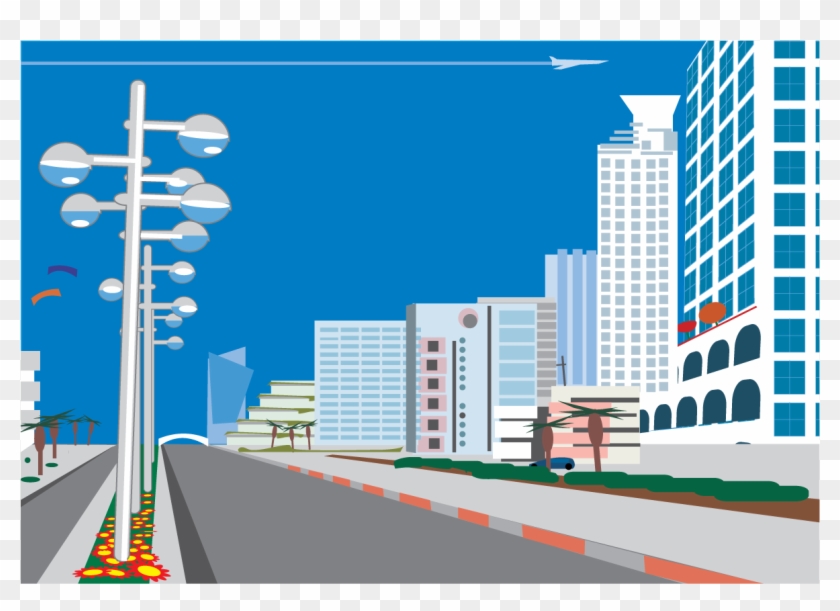 Vector Graphics Clip Art - Road And Building Vector #1272328