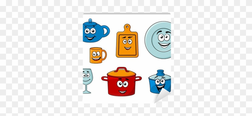 Collection Of Cartoon Kitchenware Wall Mural • Pixers® - Kitchen Utensil #1272698