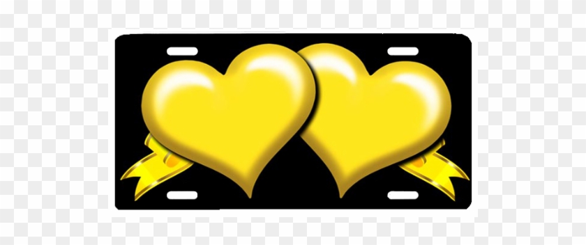 Yellow Heart With Ribbons - White Ribbon #1274860