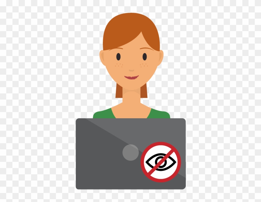Woman Browsing On Computer Anonymously - Cartoon #1275527