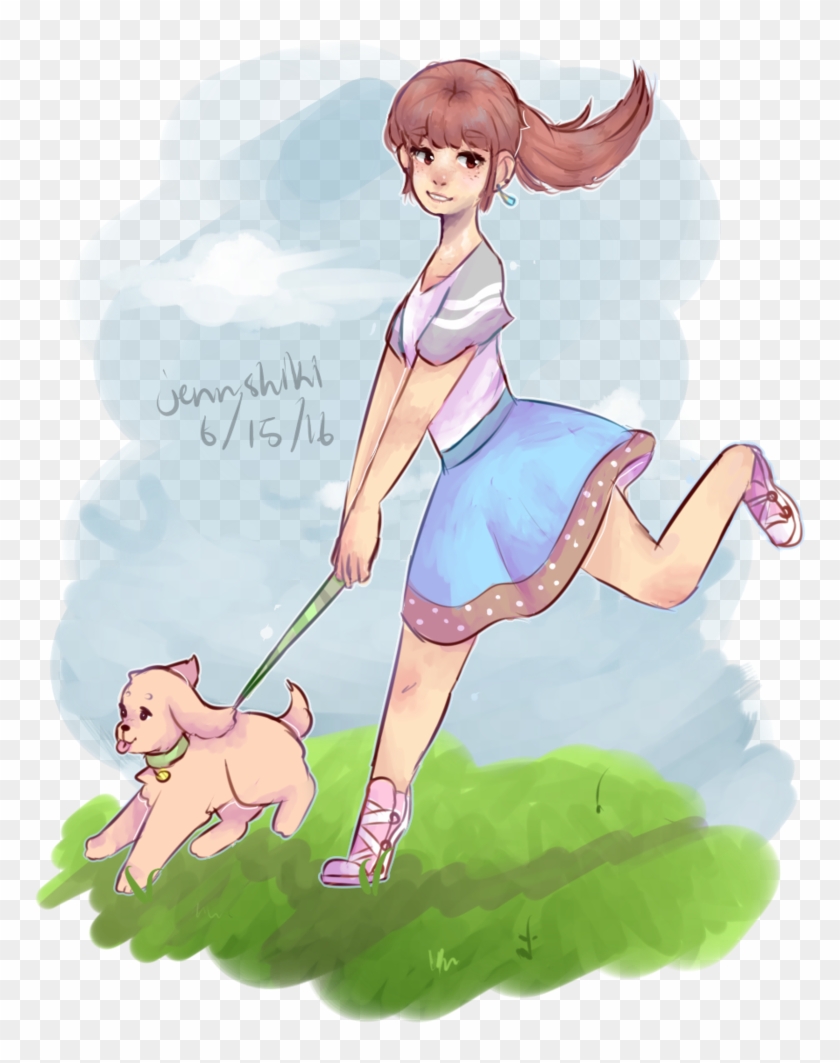 Dog Walking By Jennshiki - Cartoon #1276477
