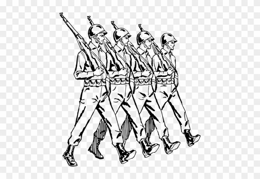 95 Soldiers Marching Clipart - Soldiers In Line Drawing #1277957