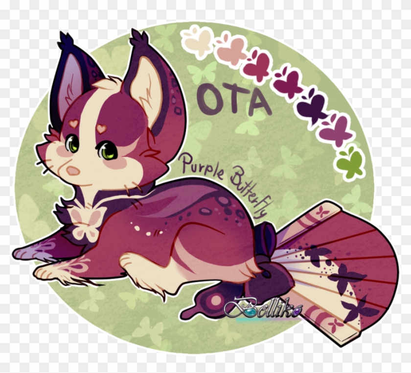 Purple Butterfly Foxfan // Ota // Closed By Belliko-art - Cartoon #1278637