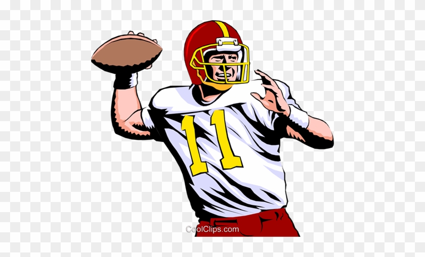 Quarterback Throwing Ball Royalty Free Vector Clip - Playing American Football Clipart #1278706