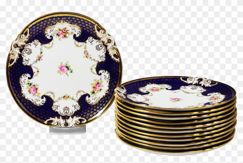 Set Of 12 Antique England Coalport Porcelain Dinner - Set Of 12 Antique England Coalport Porcelain Dinner #1279439