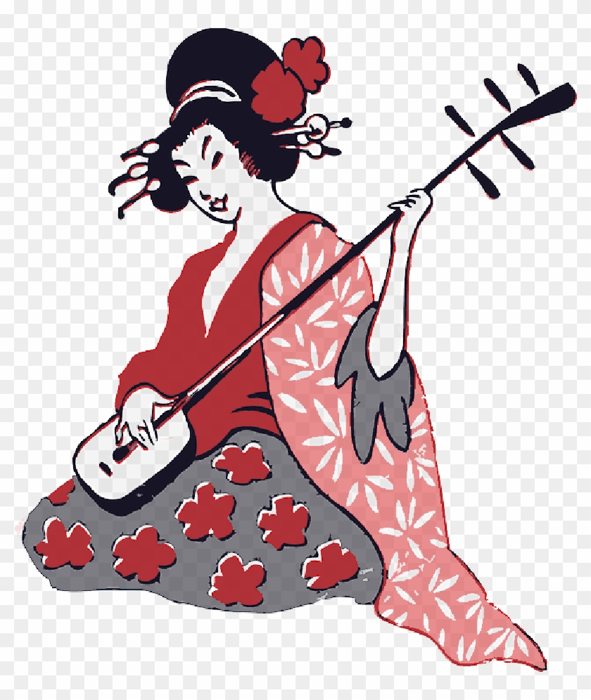 Mb Image/png - Traditional Geisha Playing A Shamisen 1 25 Magnet Gesha #1281555
