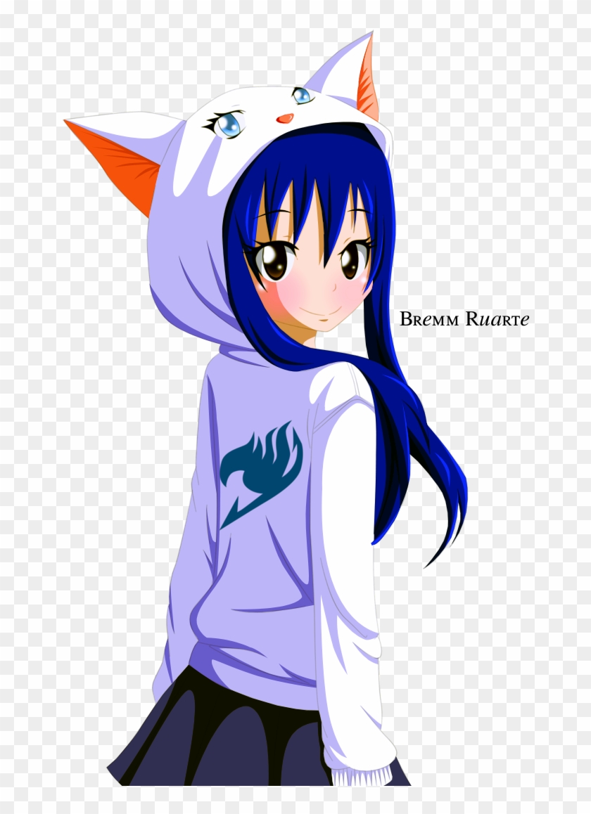 Wendy Marvell Natsu Dragneel Anime Fairy Tail Dragon - Blue Haired Icey Cat Girl Drawing #1283078