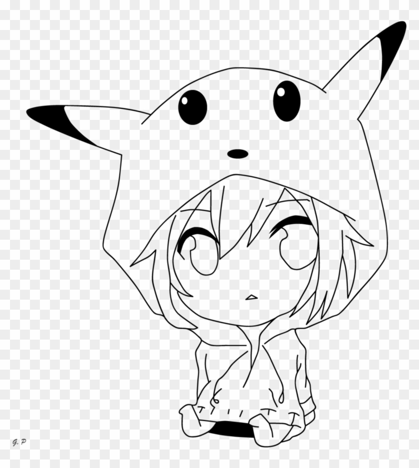 Chibi Pikachu Girl Outline By Geoffery10 On Deviantart - Chibi Pikachu Girl Outline By Geoffery10 On Deviantart #1286095