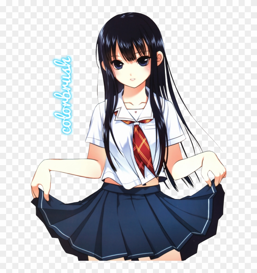 Cute Anime School Girl Paradise Picture - Anime Girl With Black Hair Png #1290273