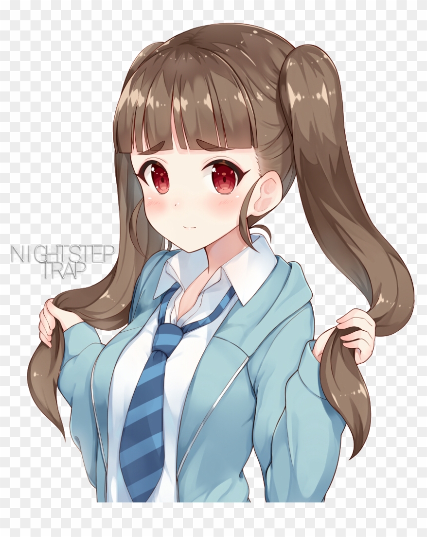 Nightsteptrap123 Cute Blushing Anime Girl With Twintais - Аниме Тян Хомячок #1290287