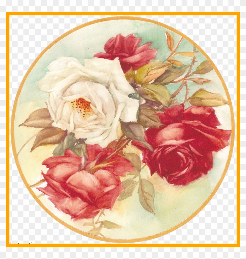 Red Rose Border Vintage Red Rose Border Png Fascinating - Roses Painting #1291402