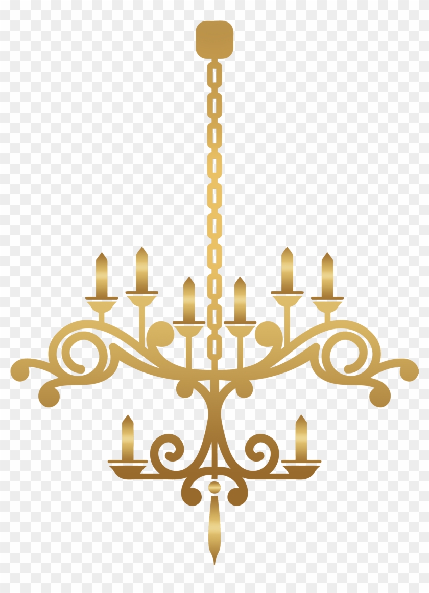 برواز ذهبي - Gold Chandelier Clipart Png #1292503