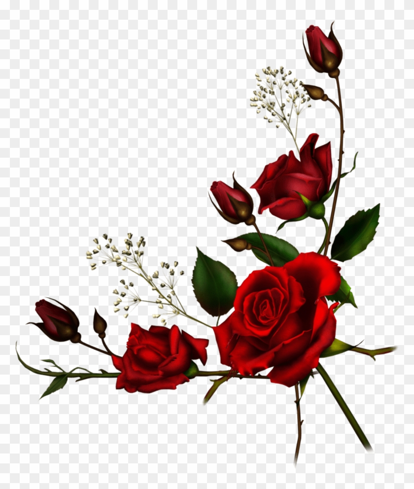 Rose Vine Borders - Roses Corner Border Png #1296290