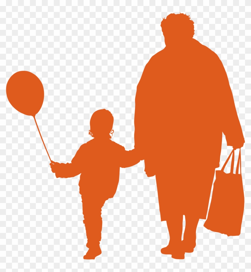 Grandparent Orange@2x - Grandmother Silhouette #1296472