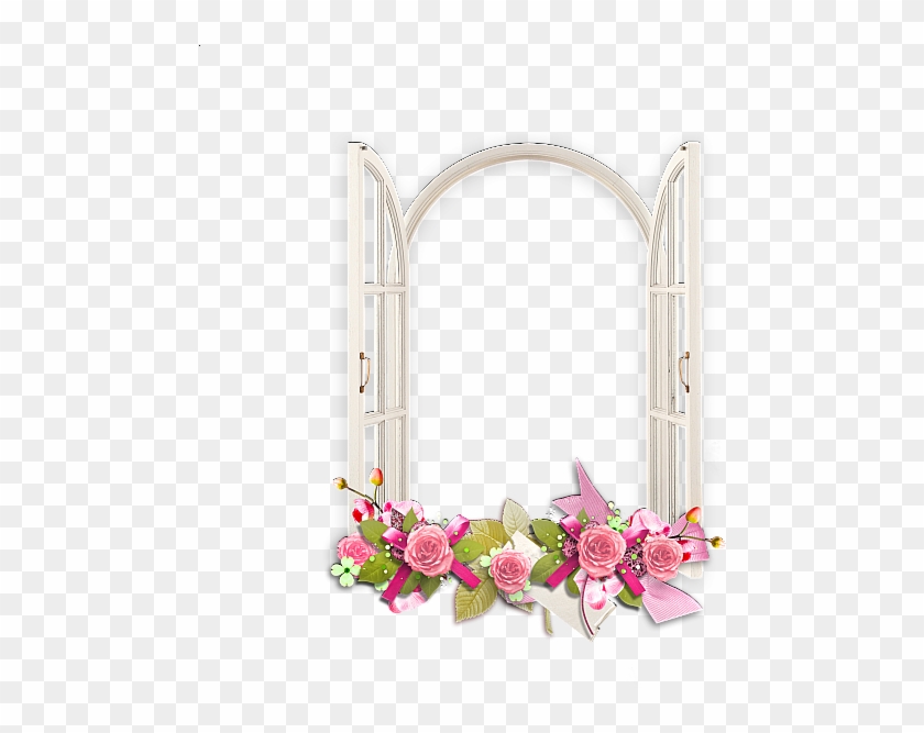 Flowers Transparent Frame Transparent Flower Frame - Window With Pink Flower Png #1296476
