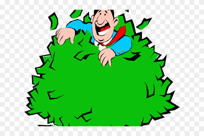 Cartoon Money Clipart - Man Rolling In Money #1296768