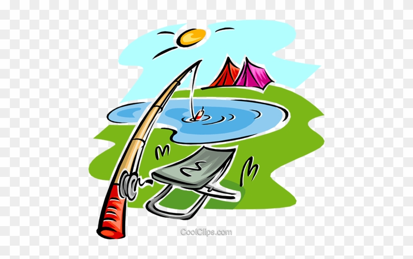 Fishing Rod And Seat, Tents Royalty Free Vector Clip - Camping And Fishing Cartoon #1297345