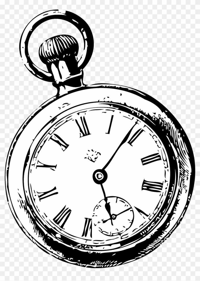 Pocket Watch Drawing Clip Art - Pocket Watch Clip Art #1300543