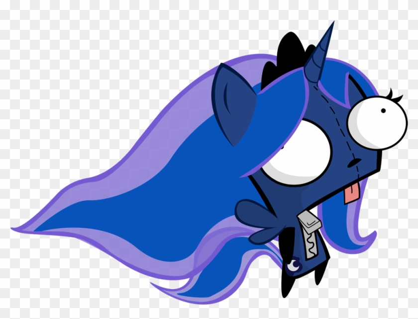 Gir, Invader Zim, Princess Luna, Safe, Simple Background, - My Little Pony: Friendship Is Magic #1304396